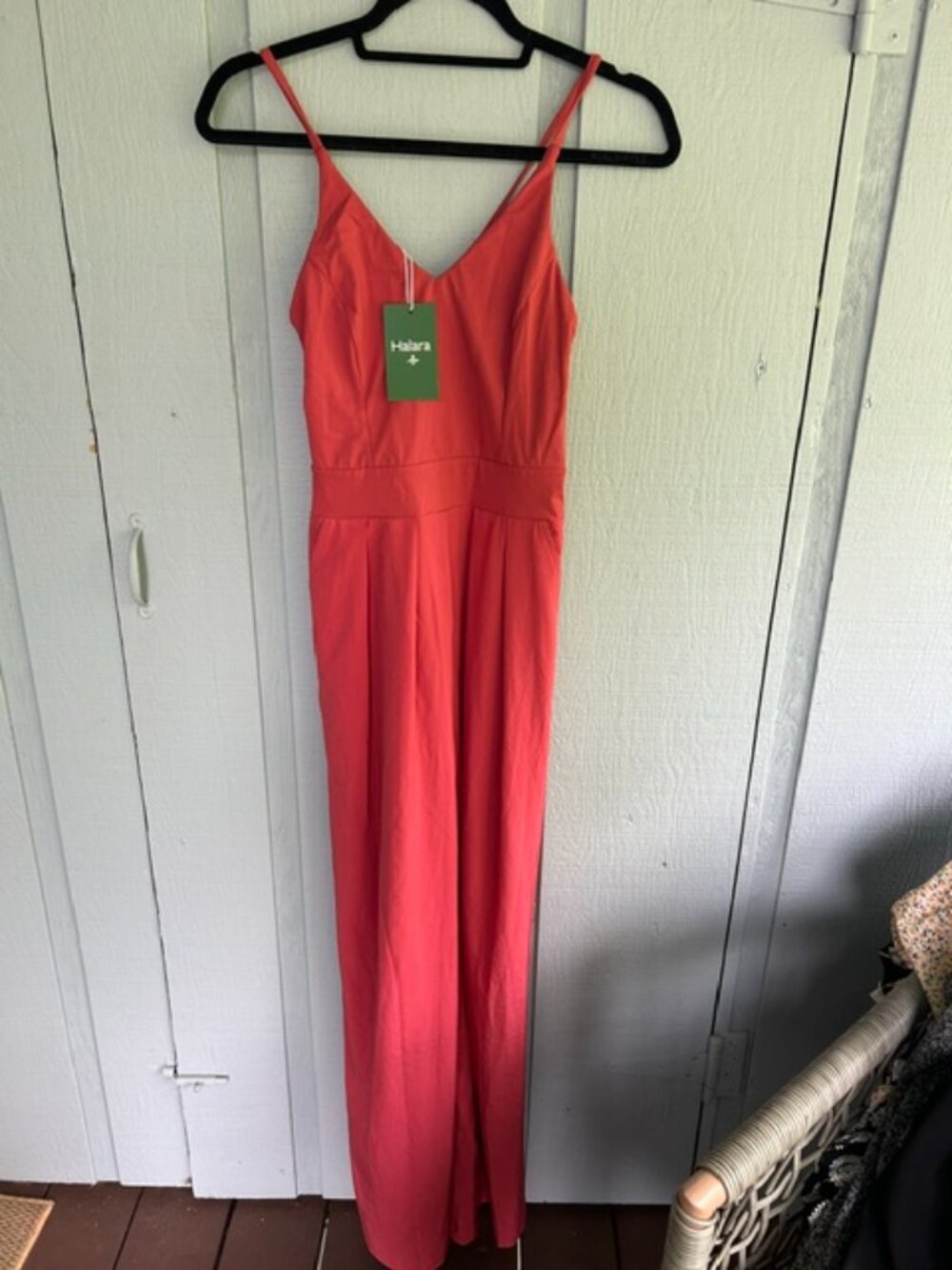 NWT Halara Backless Wide Leg Pompeian Red Jumpsuit Quick Dry Sz Small